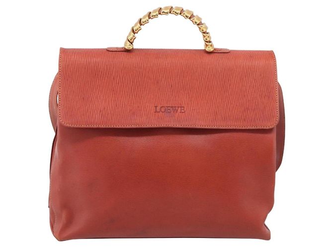 LOEWE Velazquez Hand Bag Leather 2way Orange Gold Tone Auth BA16275 - Jerrillo - vista 13