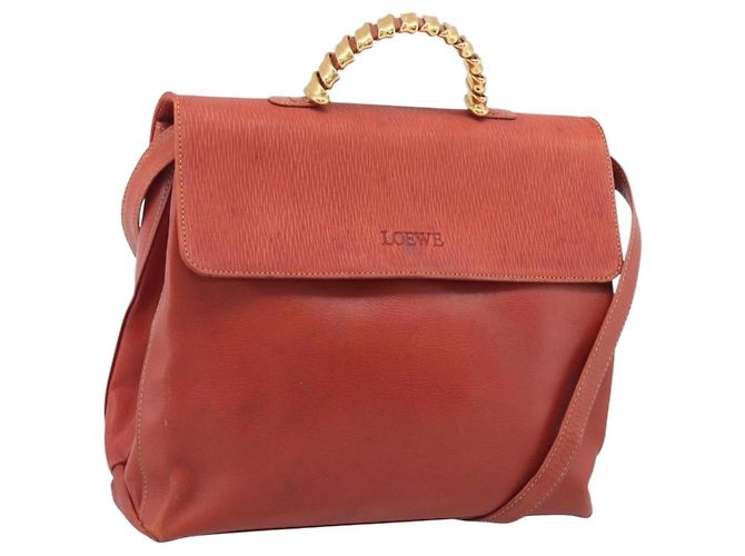 LOEWE Velazquez Hand Bag Leather 2way Orange Gold Tone Auth BA16275 - Jerrillo - vista 2