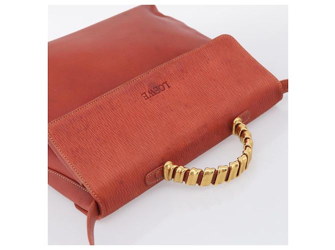 LOEWE Velazquez Hand Bag Leather 2way Orange Gold Tone Auth BA16275 - Jerrillo - vista 6