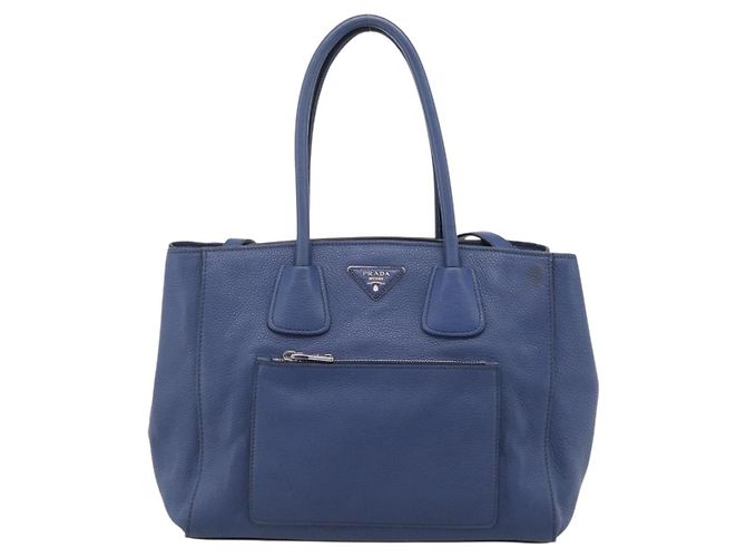PRADA Vitterodino Tote Bag Leder 2way Blau Silber Auth BA16335V - Jerrillo - Ansicht 13