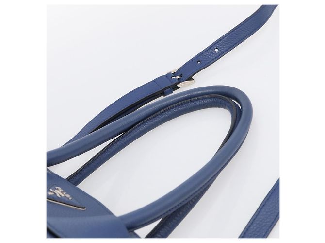 PRADA Vitterodino Tote Bag Leder 2way Blau Silber Auth BA16335V - Jerrillo - Ansicht 14