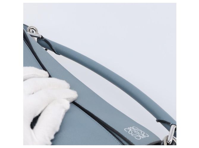 LOEWE Puzzle Bag Handtasche Leder 2way Hellblau Silber Auth 210776M - Jerrillo - Ansicht 14