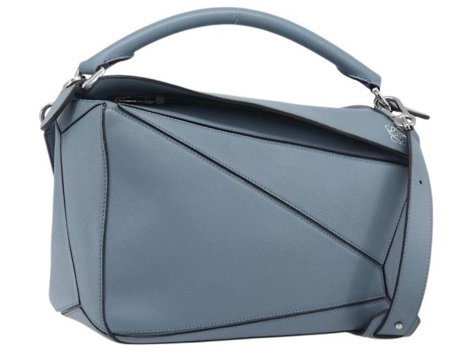 LOEWE Puzzle Bag Handtasche Leder 2way Hellblau Silber Auth 210776M - Jerrillo - Ansicht 2