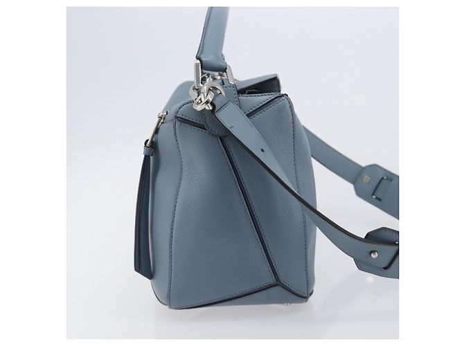 LOEWE Puzzle Bag Handtasche Leder 2way Hellblau Silber Auth 210776M - Jerrillo - Ansicht 4
