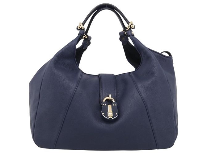 LOEWE Karie Shoulder Bag Leather Navy Gold Auth 209899V - Jerrillo - vista 13
