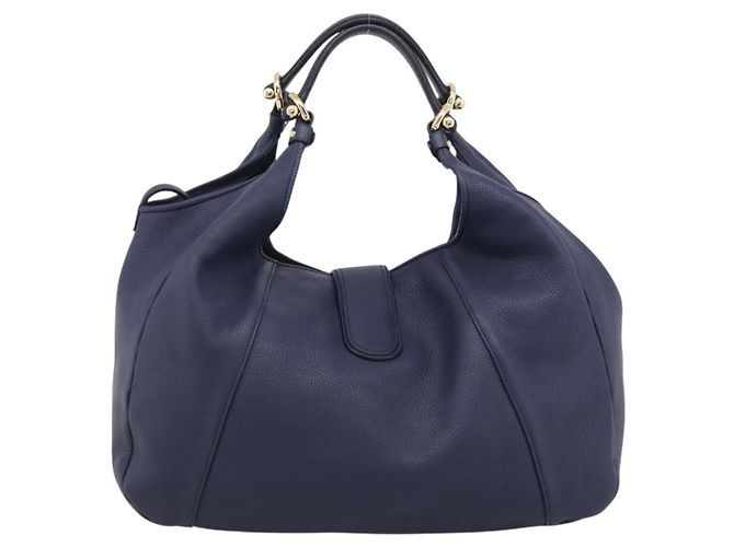 LOEWE Karie Shoulder Bag Leather Navy Gold Auth 209899V - Jerrillo - vista 2