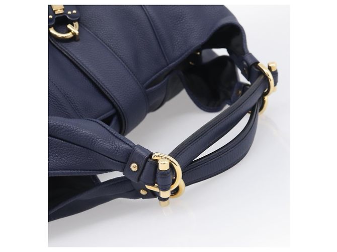 LOEWE Karie Shoulder Bag Leather Navy Gold Auth 209899V - Jerrillo - vista 7