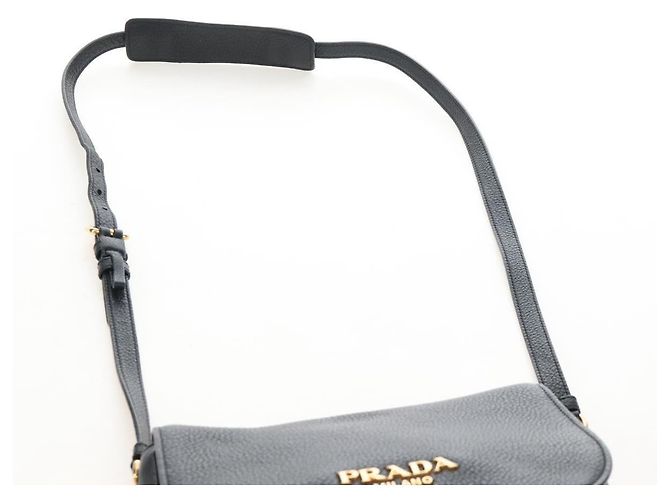 PRADA Shoulder Bag Vittero Dino Leather 2way Black Gold Auth 208279V - Jerrillo - vista 12