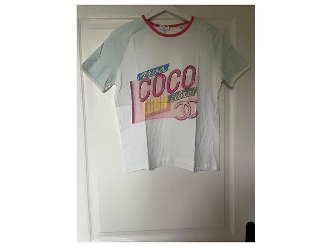 Camiseta de algodón blanco y coral de Chanel - vista 3