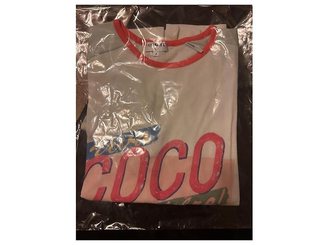 Camiseta de algodón blanco y coral de Chanel - vista 5