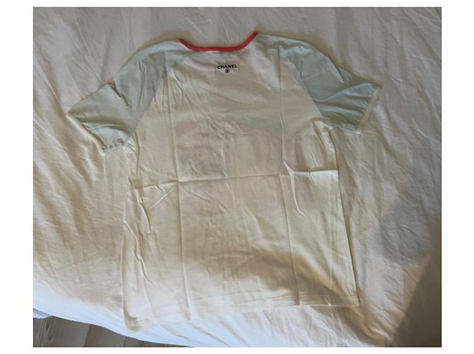 Camiseta de algodón blanco y coral de Chanel - vista 8