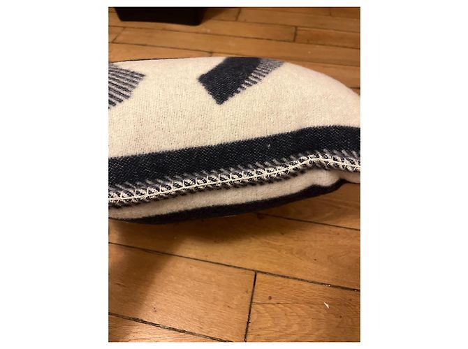 CHANEL CC Logo Cushion Blue White Wool Cashmere - view 5