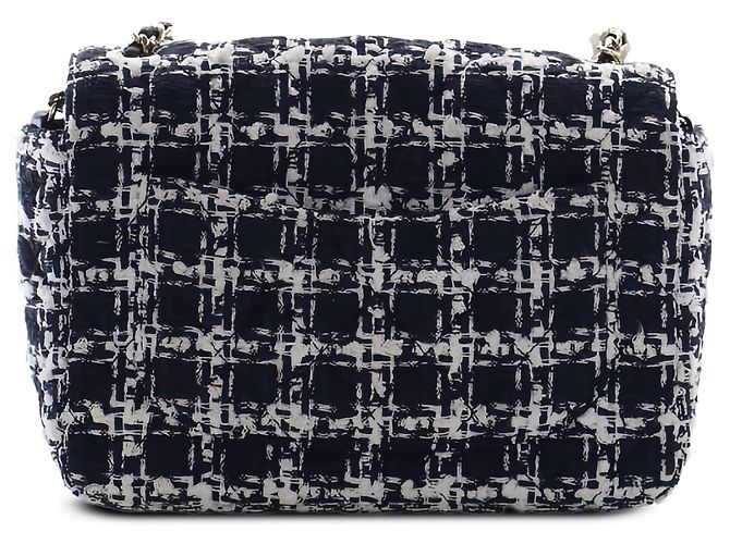 Borsa a Tracolla Chanel Mini Square Tweed Coco Heart Chain Flap Nera - vista 2