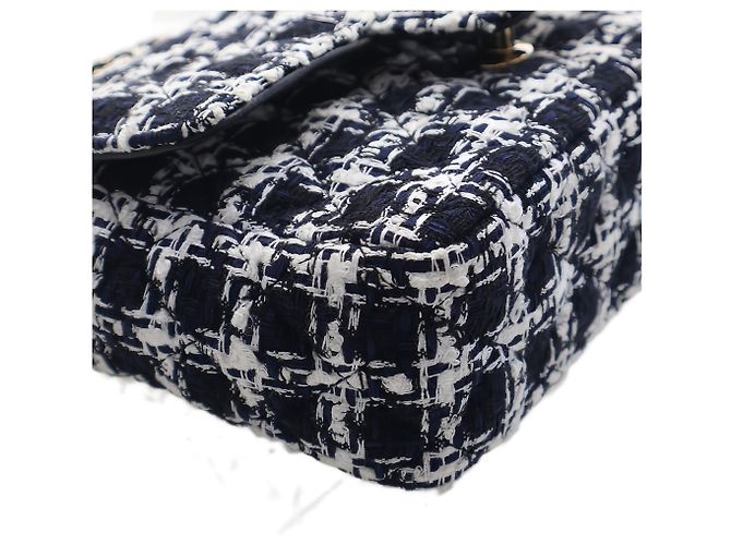 Borsa a Tracolla Chanel Mini Square Tweed Coco Heart Chain Flap Nera - vista 8