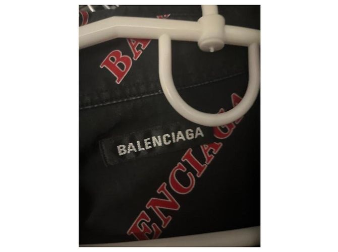 Camicia in cotone nera con zip Balenciaga - Logo Print XXL usata - vista 6