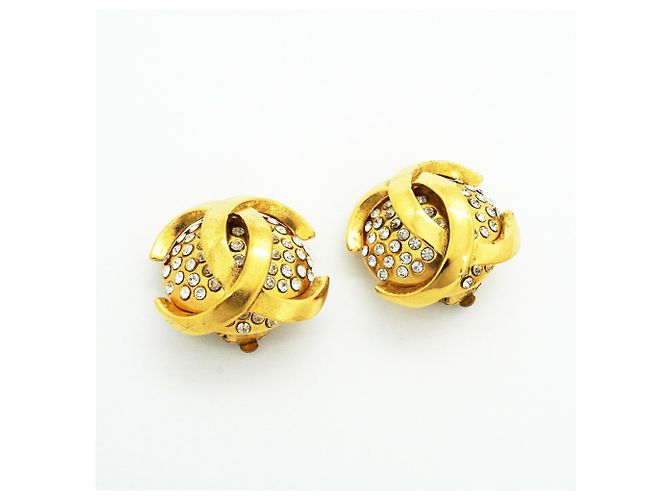 Orecchini a clip Chanel placcati in oro con strass - vista 2