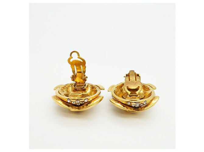 Orecchini a clip Chanel placcati in oro con strass - vista 3