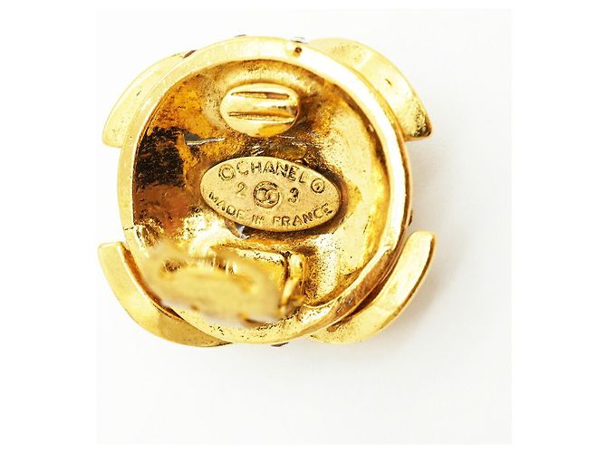 Orecchini a clip Chanel placcati in oro con strass - vista 4