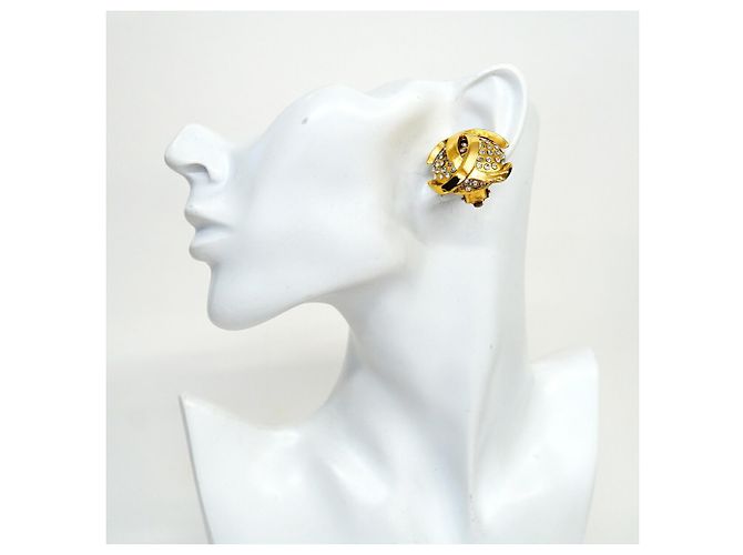 Orecchini a clip Chanel placcati in oro con strass - vista 5