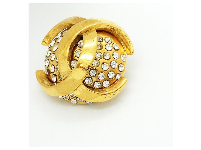 Orecchini a clip Chanel placcati in oro con strass - vista 6