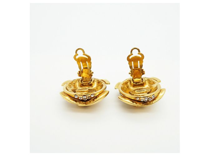 Orecchini a clip Chanel placcati in oro con strass - vista 7