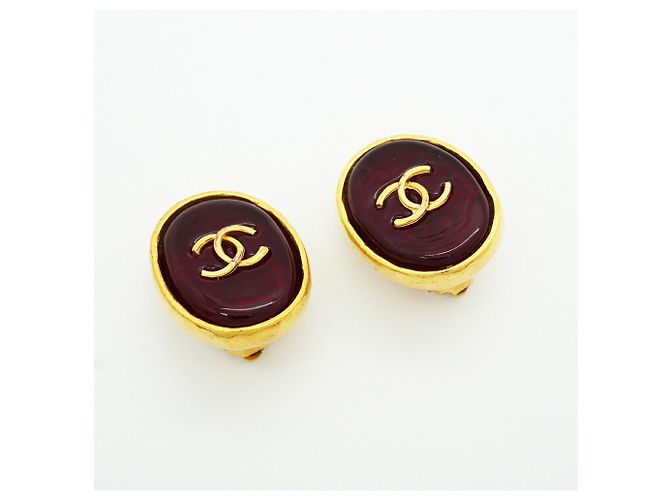 Orecchini a clip Chanel Oro e Rosso - vista 2