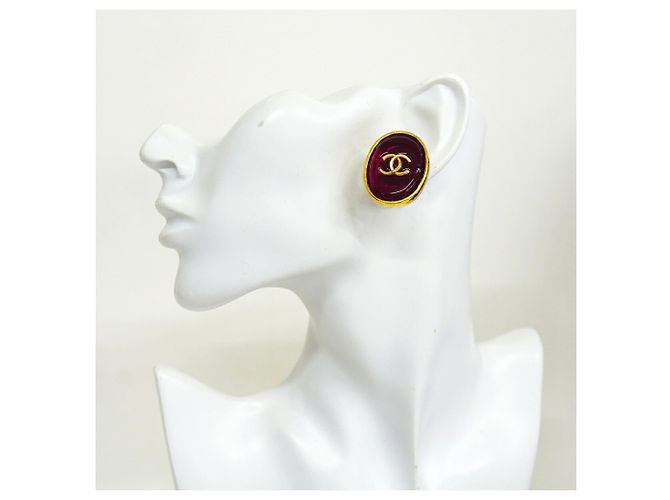 Orecchini a clip Chanel Oro e Rosso - vista 5