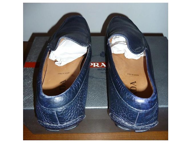 Prada Mocassini in Pelle Blu - vista 6