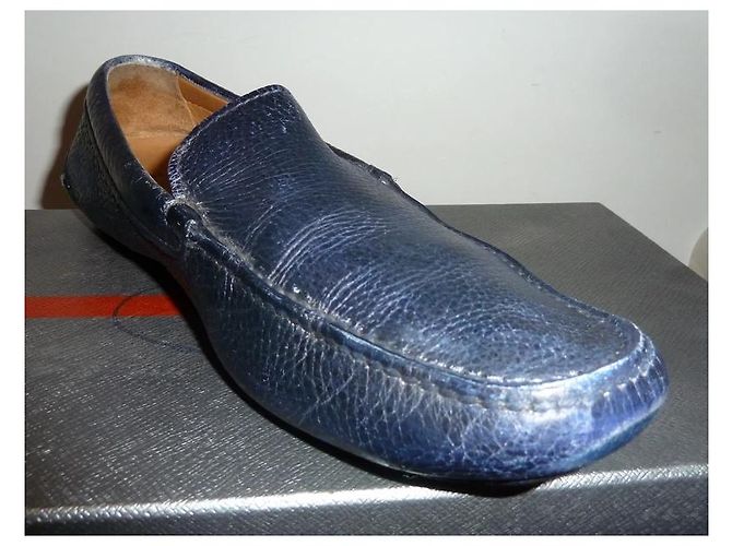 Prada Mocassini in Pelle Blu - vista 8