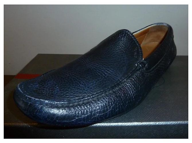 Prada Mocassini in Pelle Blu - vista 9