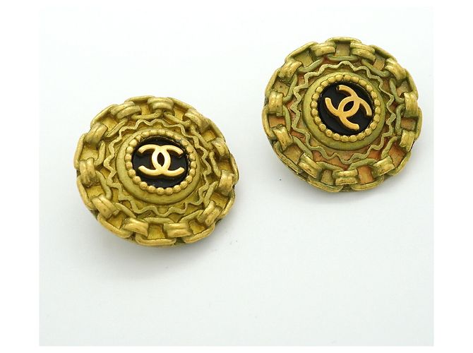 Orecchini a clip Chanel neri e oro - vista 2