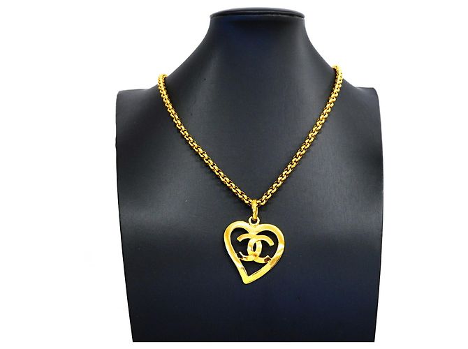 Collana Chanel placcata in oro con motivo a cuore - vista 6