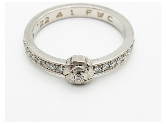 Chanel Camélia Bandring aus Platin mit Diamant - Ansicht 3