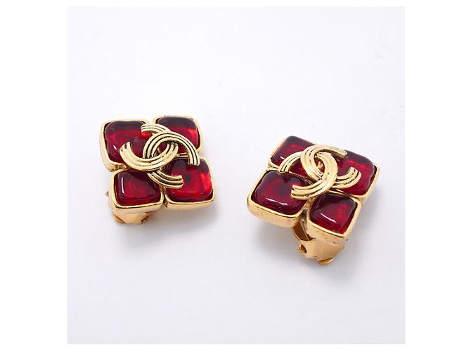 Pendientes de clip Chanel Oro y Rojo - vista 2