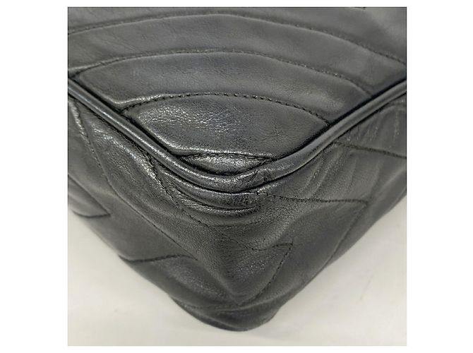 Borsa a tracolla Chanel in pelle d'agnello nera - vista 6