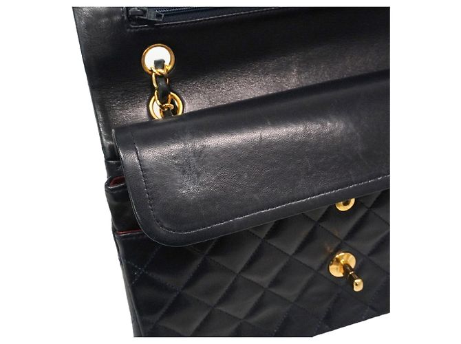 Borsa a tracolla Chanel Matelassé in pelle d'agnello blu navy - vista 13