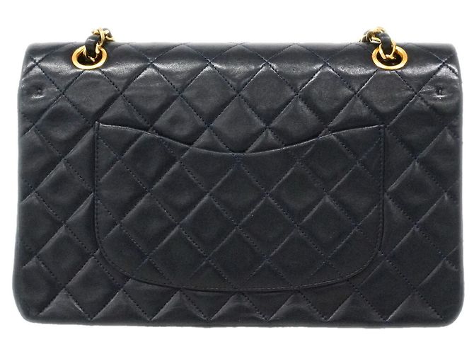 Borsa a tracolla Chanel Matelassé in pelle d'agnello blu navy - vista 14