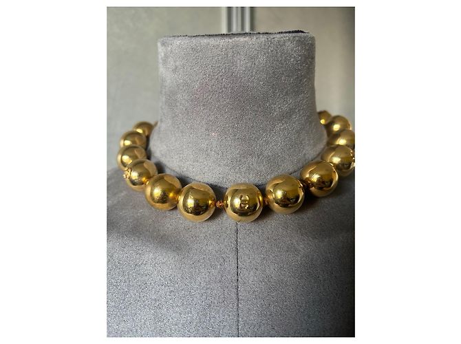 Collana Choker Chanel Perle Dorate Vintage - vista 2