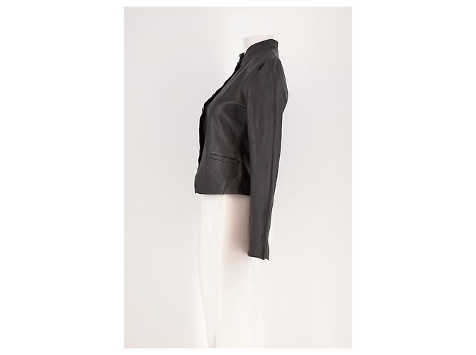 Giacca in pelle nera Mango - vista 3