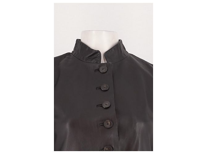 Giacca in pelle nera Mango - vista 5