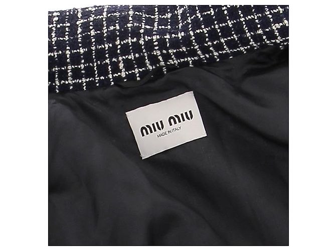 Miu Miu Giacca a quadri blu navy - vista 5