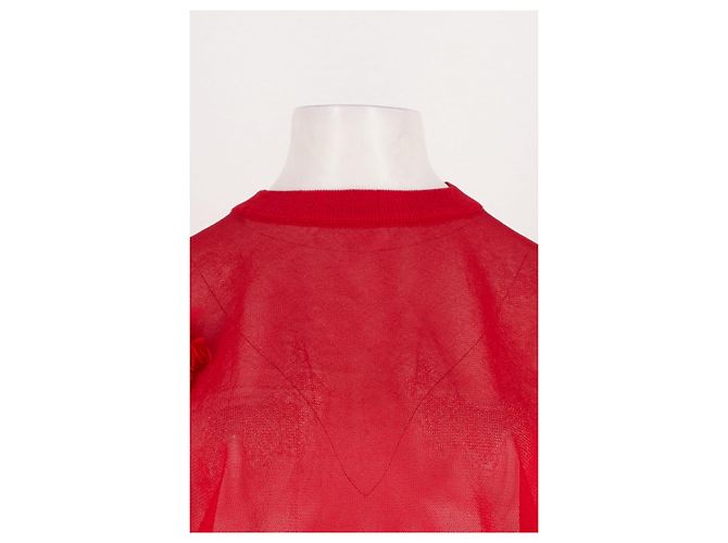 Autre Marque FANCÌ CLUB Roter gerader Pullover mit floralen Applikationen - Ansicht 5