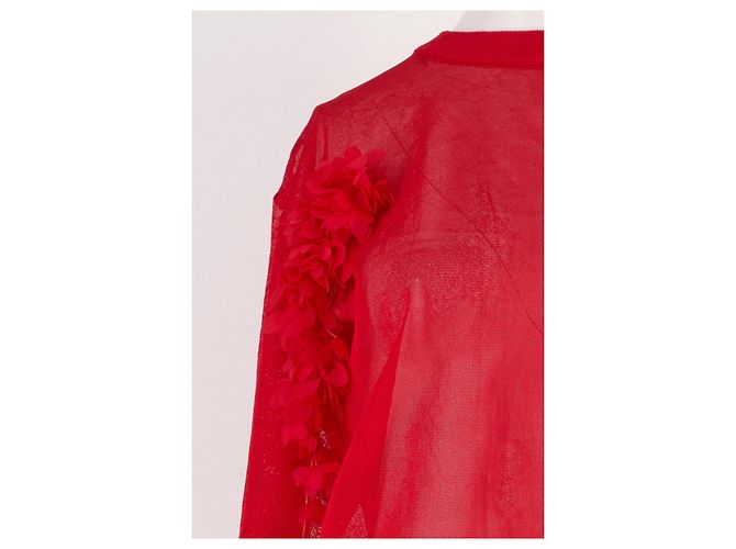 Autre Marque FANCÌ CLUB Roter gerader Pullover mit floralen Applikationen - Ansicht 6