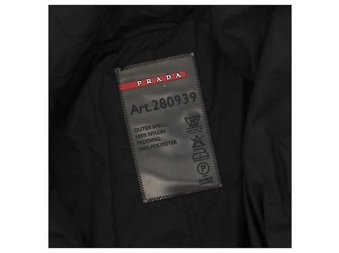 Prada Chaqueta larga de nailon negro - vista 6