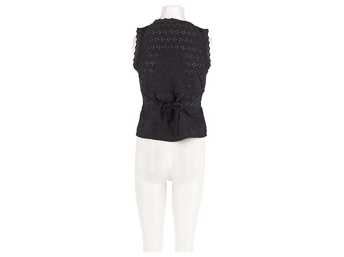 Rouje Black Cotton Sleeveless Top with Lace - view 2