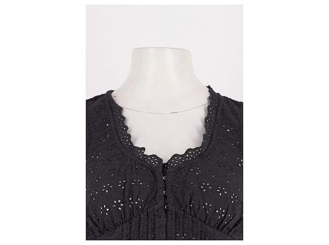 Rouje Black Cotton Sleeveless Top with Lace - view 5