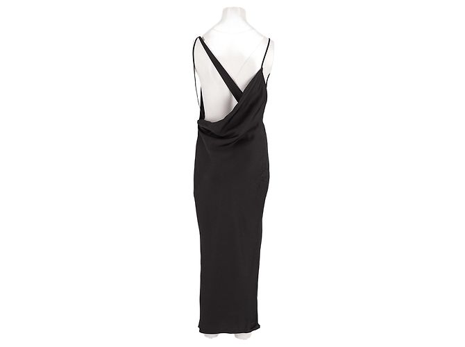 Vestido maxi negro Hugo Boss con cuello drapeado - vista 2