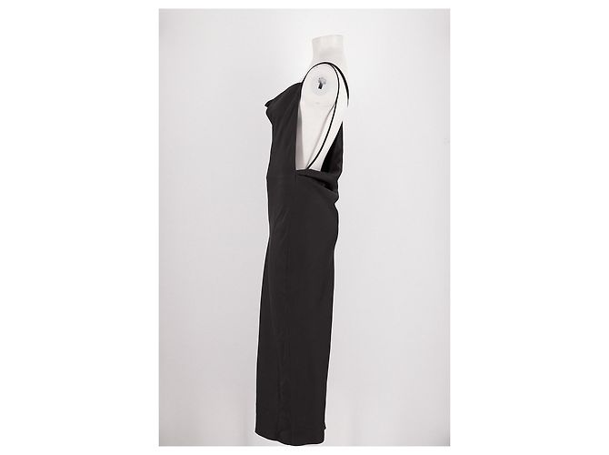 Vestido maxi negro Hugo Boss con cuello drapeado - vista 3