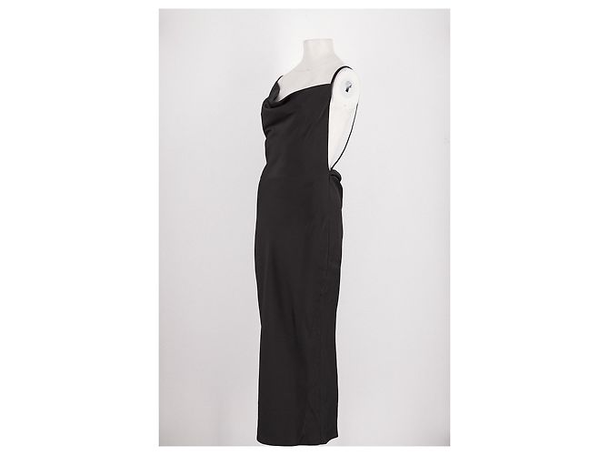 Vestido maxi negro Hugo Boss con cuello drapeado - vista 4