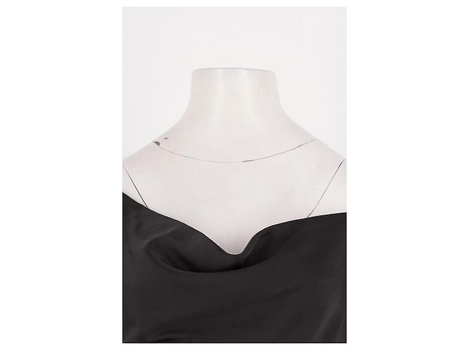 Vestido maxi negro Hugo Boss con cuello drapeado - vista 5